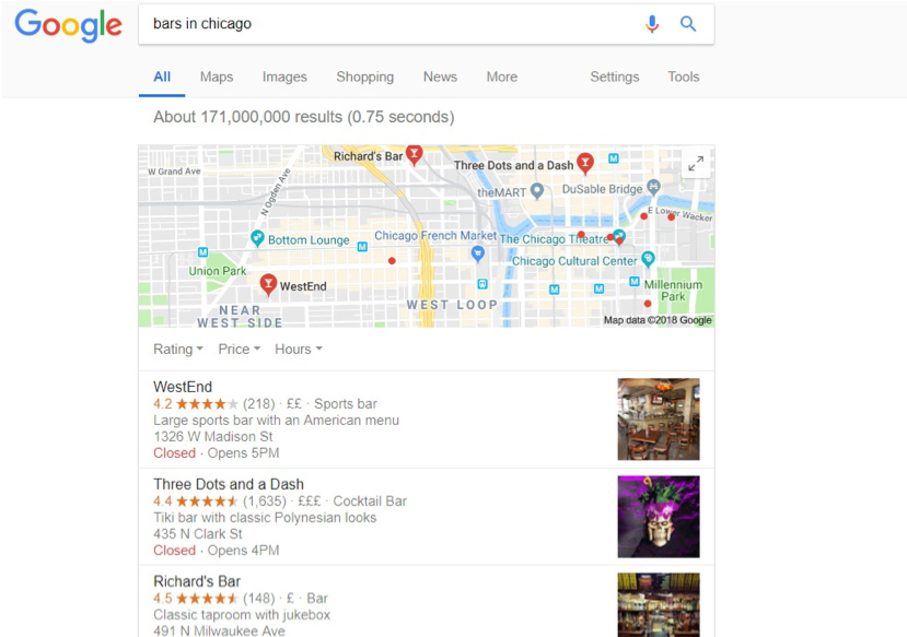 Google my Business sample search